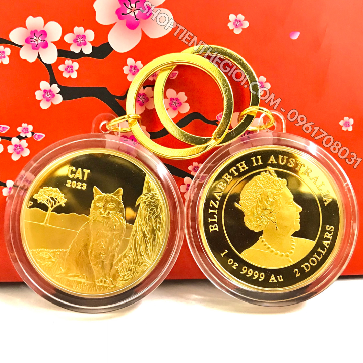 Móc Khóa Xu Úc Hình Con Mèo Vàng - SP005897